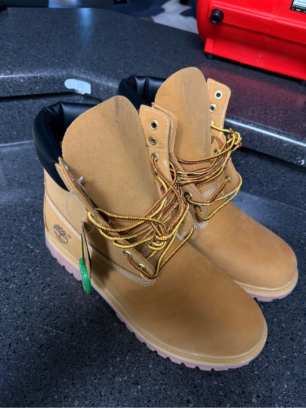 Timberland Wheat Nubuck Boots with Black Collar